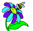 Dibujo Margarita con abeja pintado por Esssmerallda