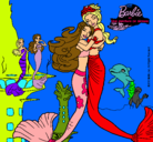 Dibujo Barbie sirena y la reina sirena pintado por lucy