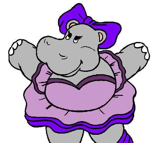 Dibujo Hipopótama con lazo pintado por anabela