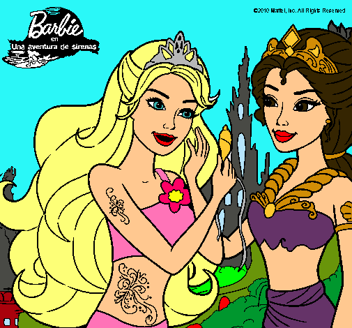 Dibujo Barbie se despiede de la reina sirena pintado por anaispc