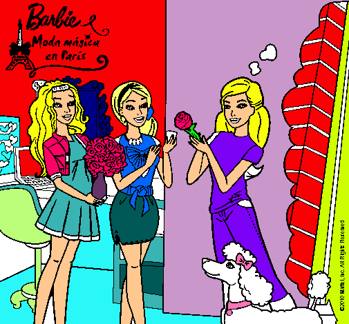 Dibujo Barbie de compras con sus amigas pintado por Monse