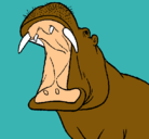 Dibujo Hipopótamo con la boca abierta pintado por vasacucuru