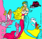 Dibujo Barbie sirena y la reina sirena pintado por brisa73