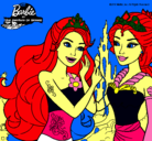 Dibujo Barbie se despiede de la reina sirena pintado por cande