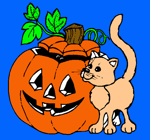 Calabaza y gato