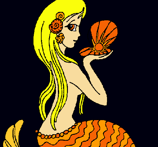 Dibujo Sirena y perla pintado por lareina132