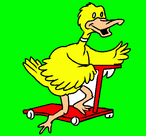 Pato en patinete