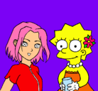 Dibujo Sakura y Lisa pintado por elvi