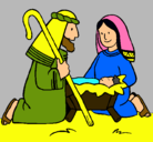 Dibujo Adoran al niño Jesús pintado por grecia