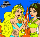 Dibujo Barbie se despiede de la reina sirena pintado por zaIRITA