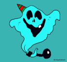 Dibujo Fantasma con sombrero de fiesta pintado por Tami7