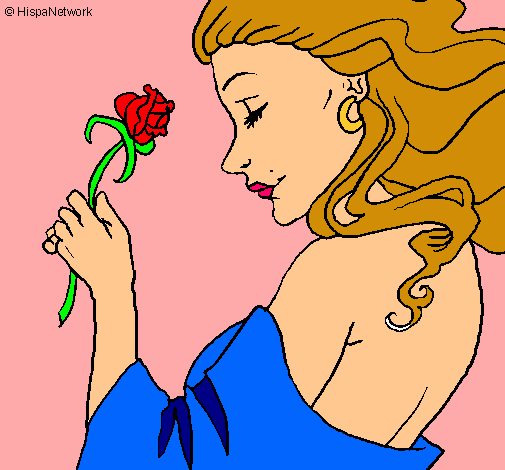 Dibujo Princesa con una rosa pintado por camuri