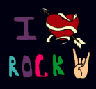 Dibujo I love rock pintado por Quique