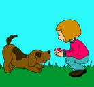 Dibujo Niña y perro jugando pintado por lasi