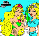 Dibujo Barbie se despiede de la reina sirena pintado por caterina