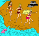 Dibujo Barbie y sus amigas en la playa pintado por 19989