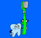 Dibujo Muela y cepillo de dientes pintado por claudix 