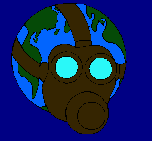 Dibujo Tierra con máscara de gas pintado por michtre