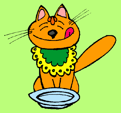 Dibujo Gato comiendo pintado por camuri