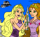 Dibujo Barbie se despiede de la reina sirena pintado por nini