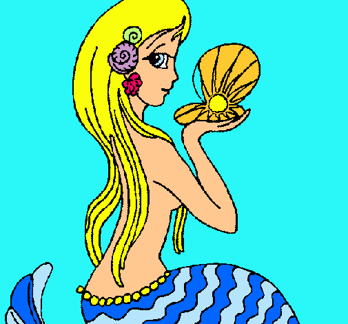 Dibujo Sirena y perla pintado por alba-adela