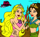 Dibujo Barbie se despiede de la reina sirena pintado por jade