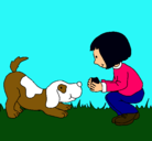 Dibujo Niña y perro jugando pintado por SHEYLA