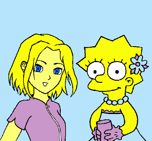 Dibujo Sakura y Lisa pintado por guille