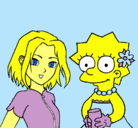 Dibujo Sakura y Lisa pintado por guille