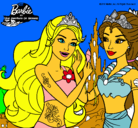 Dibujo Barbie se despiede de la reina sirena pintado por estrella