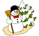 Dibujo Muñeco de nieve y árbol navideño pintado por Xuliiyah99