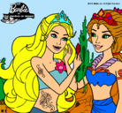 Dibujo Barbie se despiede de la reina sirena pintado por sandrapuca 