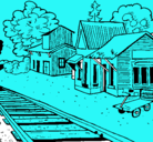 Dibujo Estación de tren pintado por pocoyo