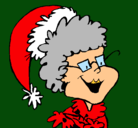 Dibujo Abuela con gorro navideño pintado por amalia