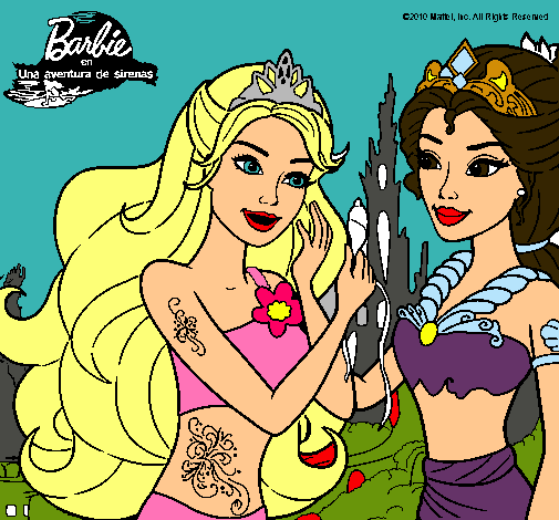 Dibujo Barbie se despiede de la reina sirena pintado por anaispc