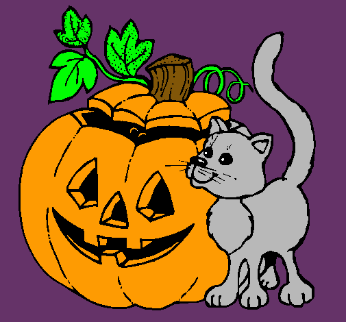 Calabaza y gato