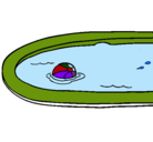 Dibujo Pelota en la piscina pintado por jolio