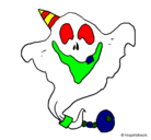 Dibujo Fantasma con sombrero de fiesta pintado por fantasma