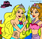 Dibujo Barbie se despiede de la reina sirena pintado por juanitas