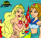 Dibujo Barbie se despiede de la reina sirena pintado por saome  