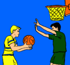 Dibujo Jugador defendiendo pintado por basquetbol 