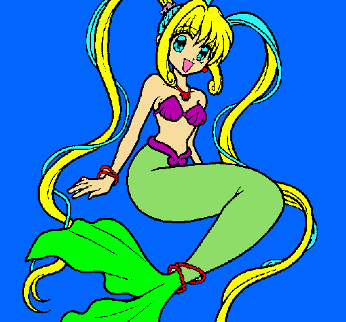 Dibujo Sirena con perlas pintado por leonardo
