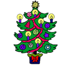 Dibujo Árbol de navidad con velas pintado por okasmytna