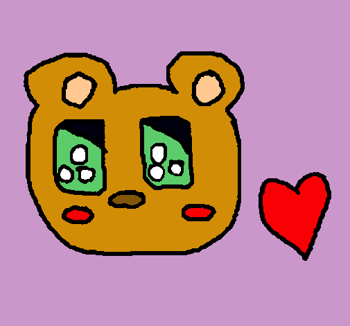 Dibujo Osito con corazón pintado por pollokuki