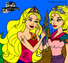 Dibujo Barbie se despiede de la reina sirena pintado por barbys 