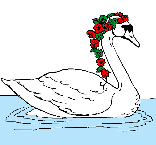 Cisne con flores