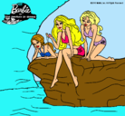 Dibujo Barbie y sus amigas sentadas pintado por  Periitha