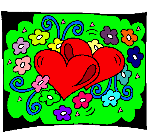 Dibujo Corazones y flores pintado por alba-adela