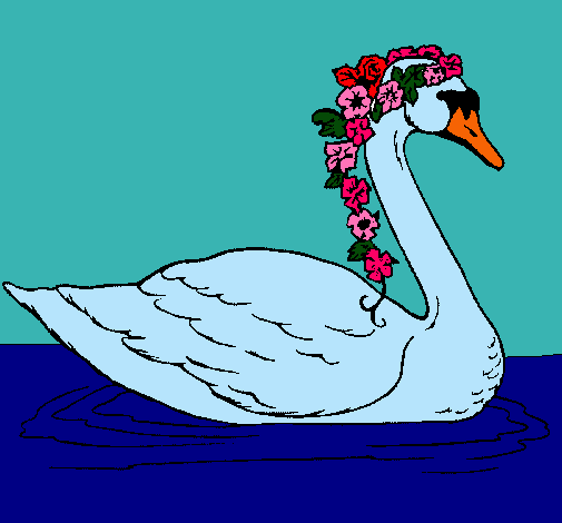 Cisne con flores