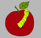 Dibujo Manzana con gusano pintado por mirandairt142